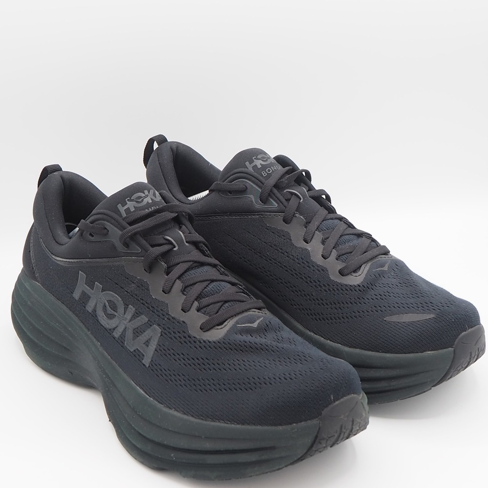 Hoka Bondi 8 Mens 13D Sneakers Triple Black Running Shoes Walking Training - Picture 2 of 9
